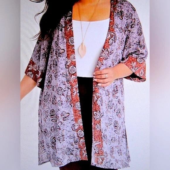 EUC Maurice's Kimono Duster Floral Pattern J - Picture 1 of 5
